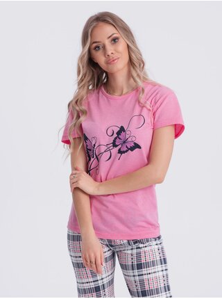 Ružové dámske vzorované pyžamo Edoti