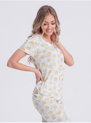 Bielo-žlté dámske kvetované pyžamo Edoti