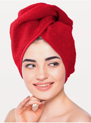 Červený ručník na vlasy Edoti