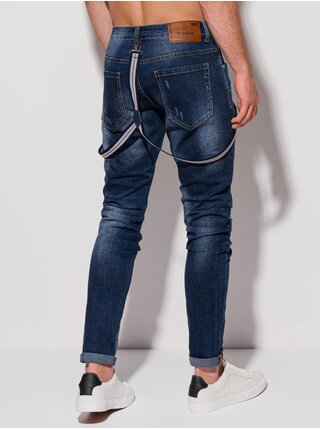 Tmavě modré pánské džíny s potrhaným efektem Edoti