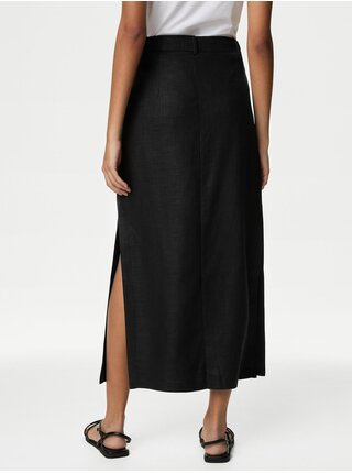 Černá dámská maxi sukně s příměsí lnu Marks & Spencer