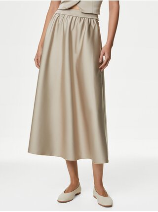 Béžová saténová sukně Marks & Spencer