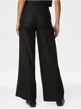 Čierne dámske nohavice so širokými nohavicami Marks & Spencer