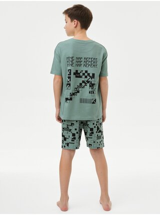 Zelené chlapčenské pyžamo s motivom Minecraft Marks & Spencer