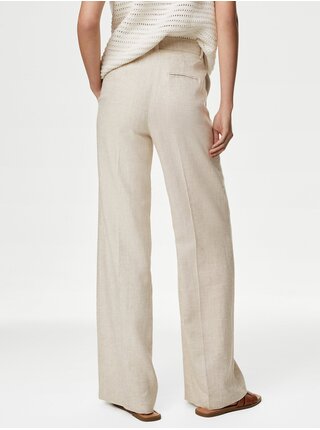 Krémové dámske nohavice so širokými nohavicami Marks & Spencer