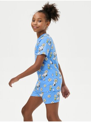 Modré dievčenské vzorované pyžamo s motivom Snoopy Marks & Spencer