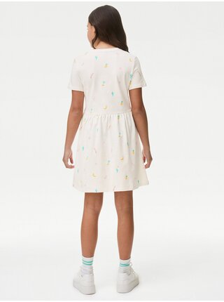 Krémové holčičí vzorované šaty Marks & Spencer   