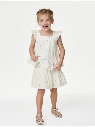 Krémová holčičí květovaná sukně Marks & Spencer   