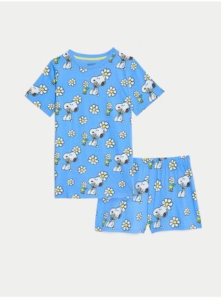 Modré holčičí vzorované pyžamo s motivem Snoopy Marks & Spencer   