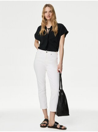 Biele dámske skrátené džínsy Marks & Spencer