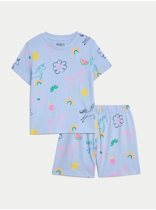 Modré holčičí vzorované pyžamo Marks & Spencer   