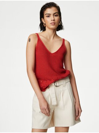 Červené dámské pletené tílko Marks & Spencer  