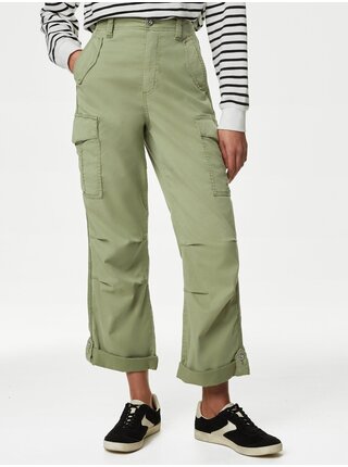 Zelené dámske kapsáčové skrátené nohavice Marks & Spencer