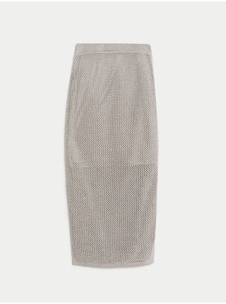 Dámska pletená midi sukňa v striebornej farbe Marks & Spencer