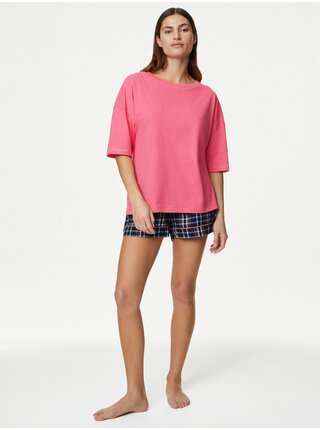 Růžovo-modré dámské pyžamo Marks & Spencer    