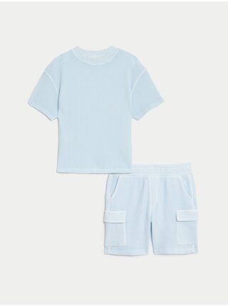 Sada chlapčenského trička a kraťas v svetlo modrej farbe Marks & Spencer