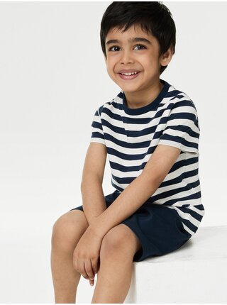 Tmavomodré chlapčenské pruhované pyžamo Marks & Spencer