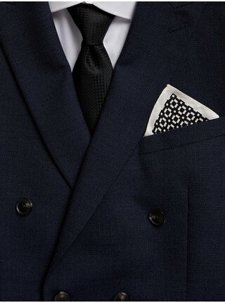 Pánska sada hodvábnej klopovej vreckovky a kravaty v bielej a čiernej farbe Marks & Spencer