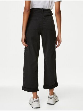 Černé dámské kapsáčové kalhoty zkráceného střihu Marks & Spencer