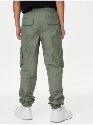 Zelené chlapčenské kapsáčové nohavice Marks & Spencer