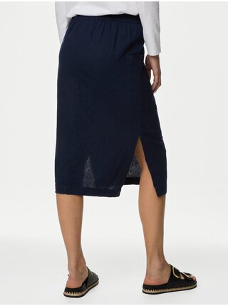 Tmavomodrá dámska midi sukňa Marks & Spencer