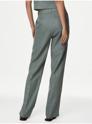 Zelené dámské kalhoty s rovnými nohavicemi Marks & Spencer