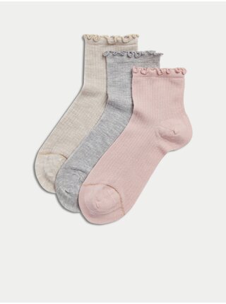Sada tří dámských kotníkových ponožek Marks & Spencer