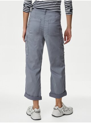 Šedé dámské kapsáčové kalhoty zkráceného střihu Marks & Spencer