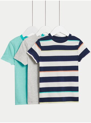 Súprava troch farebných chlapčenských tričiek Marks & Spencer námornícka