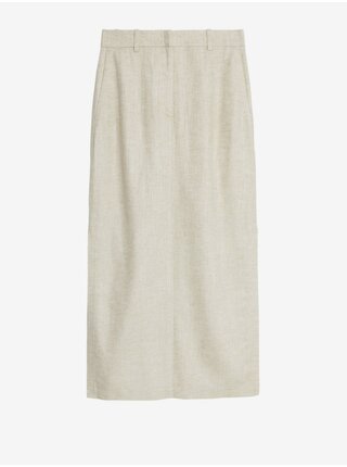 Krémová dámska maxi sukňa s rozparkom po strane Marks & Spencer
