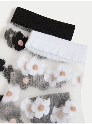 Sada dvou párů průsvitných kotníkových ponožek s motivem sedmikrásek Marks & Spencer 