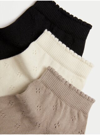 Sada tří kotníkových dámských ponožek s háčkovaným vzorem Marks & Spencer 