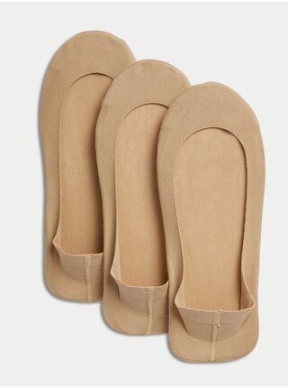 Súprava troch párov dámskych ponožiek v béžovej farbe Marks & Spencer