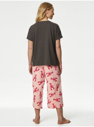 Růžovo-šedé dámské vzorované pyžamo Marks & Spencer       