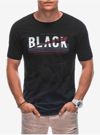 Čierne pánske tričko s potlačou Edoti
