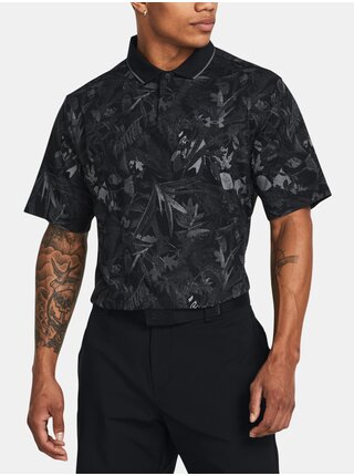 Čierne pánske vzorované športové polo tričko Under Armour UA Iso-Chill Edge Polo
