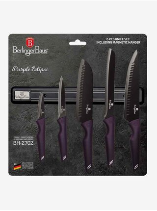 Sada pěti nožů s magnetickým držákem BERLINGERHAUS  Purple Eclipse Collection 