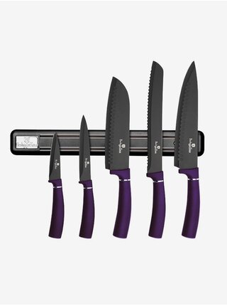 Sada pěti nožů s magnetickým držákem BERLINGERHAUS Purple Metallic Line 
