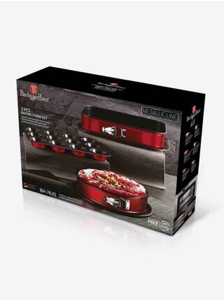 Sada pečicích forem s titanovým nepřilnavým povrchem 3 ks Metallic Line Burgundy Edition BERLINGERHAUS