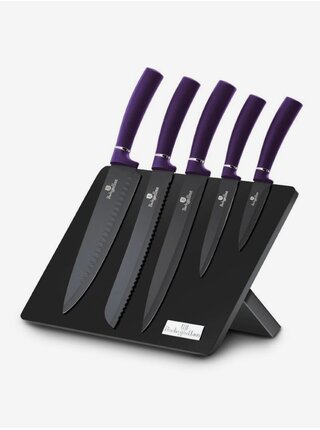 Sada pěti nožů v magnetickém stojanu BERLINGERHAUS Purple Metallic Line 
