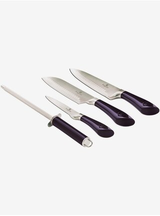 Súprava troch nerezových nožov s ocieľkou BERLINGERHAUS Purple Eclipse Collection