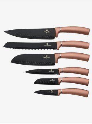 Sada šesti nožů s nepřilnavým povrchem BERLINGERHAUS Rosegold Metallic Line
