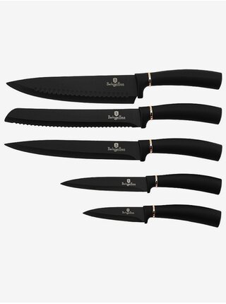Súprava piatich nožov s magnetickým stojanom BERLINGERHAUS Black Rose Collection