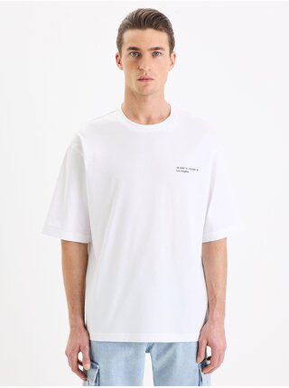 Bílé bavlněné tričko Celio Gesympa