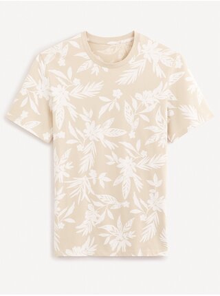 Béžové pánske kvetované tričko Celio