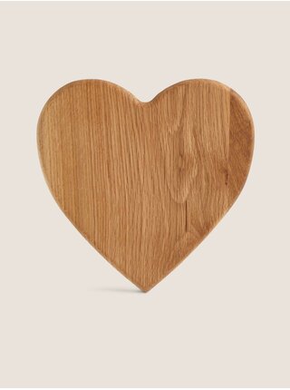 Hnědé dřevěné kuchyňské prkénko ve tvaru srdce Marks & Spencer   