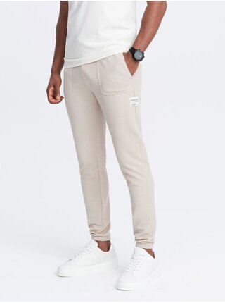 Béžové pánské tepláky Ombre Clothing
