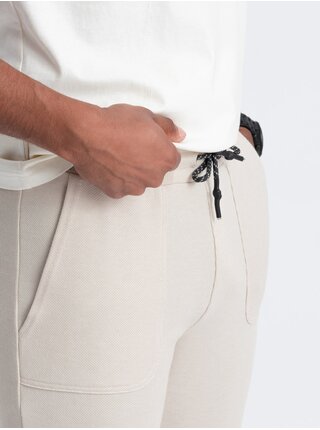 Béžové pánské tepláky Ombre Clothing