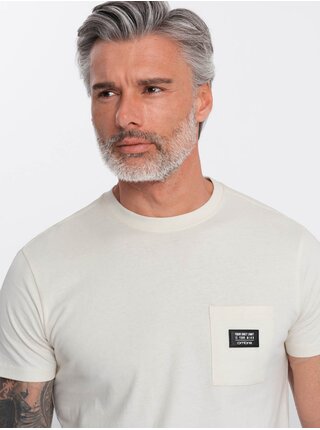 Pánské volnočasové tričko s kapsičkou Ombre Clothing krémová