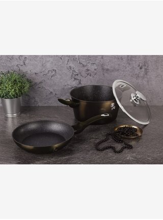 Kastrol s mramorovým povrchem 20 cm Shiny Black Collection 2 poklice BERLINGERHAUS